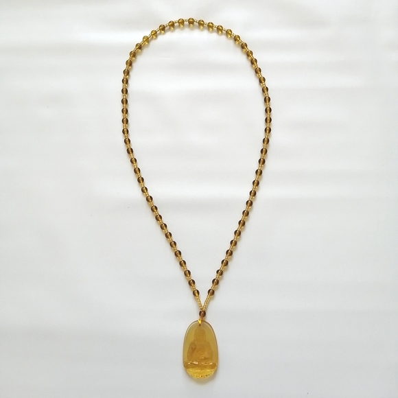 Buddha Yellow Beads Necklace NWOT - Picture 5 of 6
